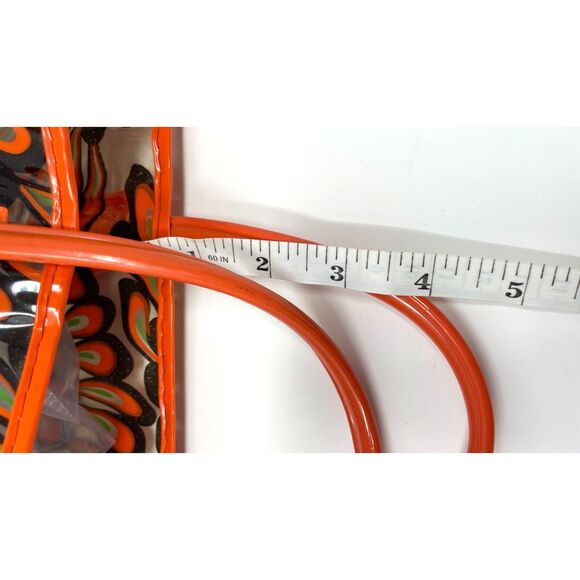 VTG 60s Plastic Reusable Beach Shopping Tote Bag Clear Flower Graphic - Picture 5 of 9